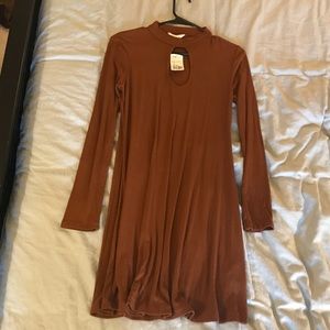 Long sleeved brown dress